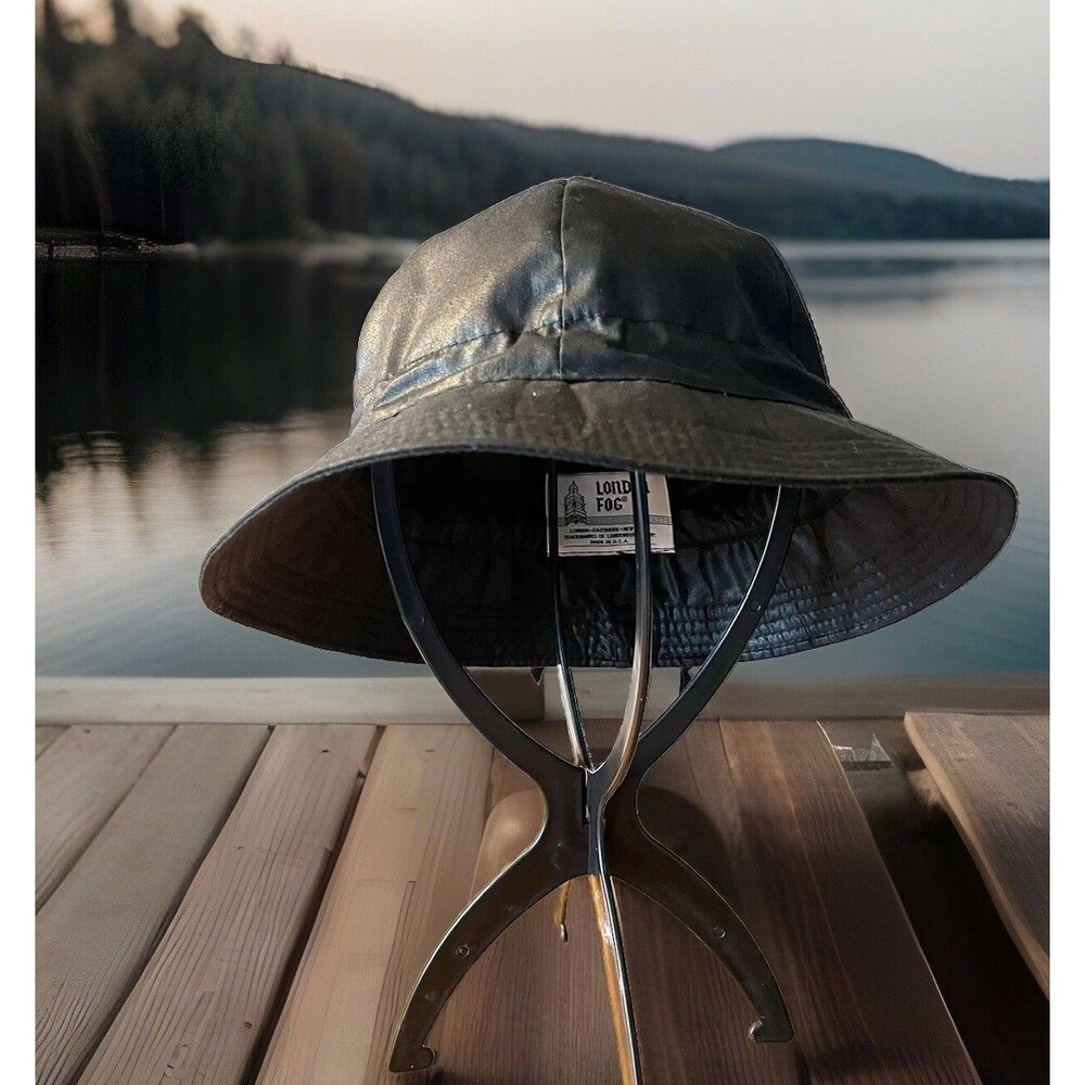 London Fog Vintage Preppy Nylon Bucket Hat Black